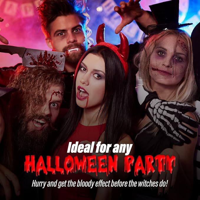 MANIC PANIC Dreamtone White Liquid Foundation Bundle with Vampire's Kiss Red Face & Body Paint, and Vampire Fake Blood