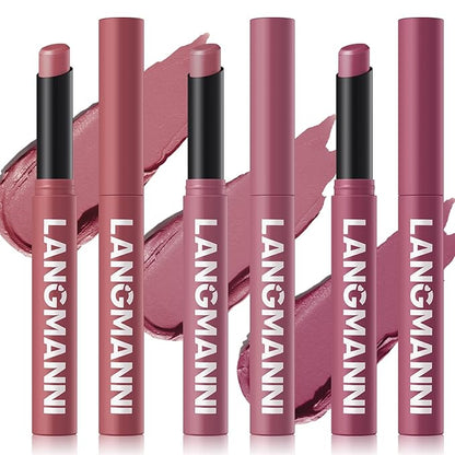 Jolilab 3 Pcs Velvet Matte Lipstick Nude Matte Soft Dark Color Stick Waterproof Long-Lasting Non-Stick Cup High Pigmented Lip Stick Lip Balm Beauty Cosmetics Gift for Girls（07#+08#+09#
