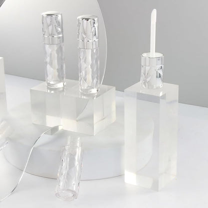 COSIDEA 16pcs Round 5ml 0.17oz silver Empty lip gloss tubes with wand prismatic Lipgloss tube containers for lip oil packing