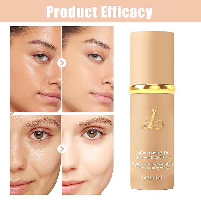 Color Changing Foundation, Foundation 4 in 1 - Medium Spectrum,Protecting From Sun With SPF 50+, Concealer Cover Cream Longwearing & Waterproof for Sport, Dancing