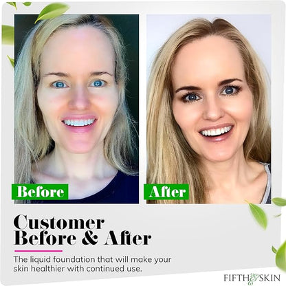 Fifth & Skin: Better’n Ur Skin Liquid Foundation (SANDY BEIGE) - Natural, Organic, Vegan, Cruelty-Free - Gluten-Free Beauty with Buildable Coverage and Palm-Free Luxury - 1 oz