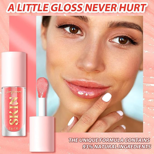 2Pack Non-sticky Lip Oil, Moisturizing Glossy/Shiny Lip Gloss Oil PlumpingTint, Hydrating Lip Gloss Lip Balm, Long Lasting Nourishing Fruit Flavoure Lip Oils(Strawberry + Coconut)