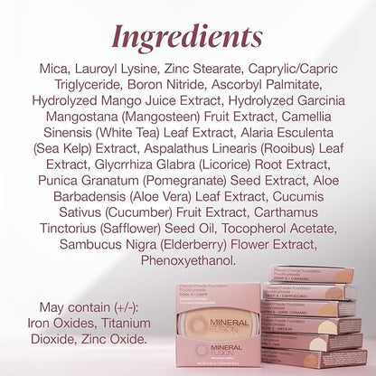 Mineral Fusion Pressed Powder Foundation, Warm 5 - Tan Skin w/Golden Undertones, Age Defying Foundation Makeup with Matte Finish, Talc Free Face Powder, Hypoallergenic, Cruelty-Free, 0.32 Oz