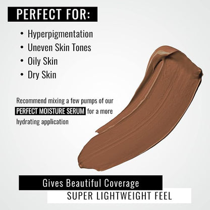 CARA Cosmetics Perfecta Base Foundation - Full Coverage Foundation Makeup, Oil Free Foundation, Light Foundation, Uneven Skin Tone & Oily Skin Foundations, BR-3: Bronze Warm Medium,1 oz.