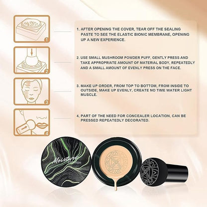 Mushroom Head Air Cushion CC Cream - Long Lasting & Moisturizing BB Cream Brightening Matte Concealer Makeup, Even Skin Tone for All Skin Types (Ivory, 3.21 Ounce (Pack of 1))