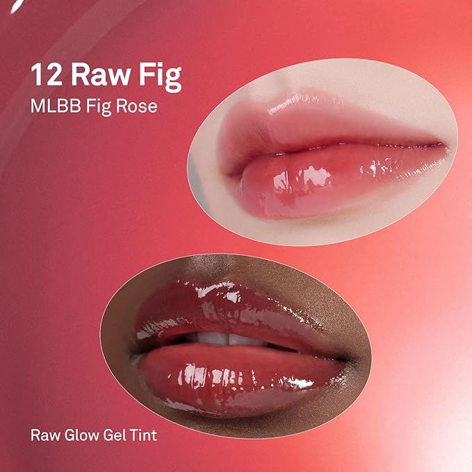 HINCE Raw Glow Gel Tint - Glossy Dewy Lip Tint, Non-Sticky & Long Wearing Lip Gloss for Natural Glass Glow, Moisturizing Liquid Lipstick, Vegan, 0.13 fl.oz. (RAW FIG, 12)
