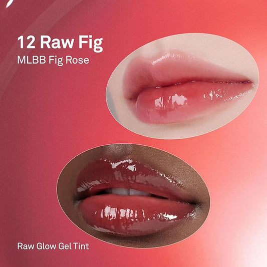 HINCE Raw Glow Gel Tint - Glossy Dewy Lip Tint, Non-Sticky & Long Wearing Lip Gloss for Natural Glass Glow, Moisturizing Liquid Lipstick, Vegan, 0.13 fl.oz. (RAW FIG, 12)
