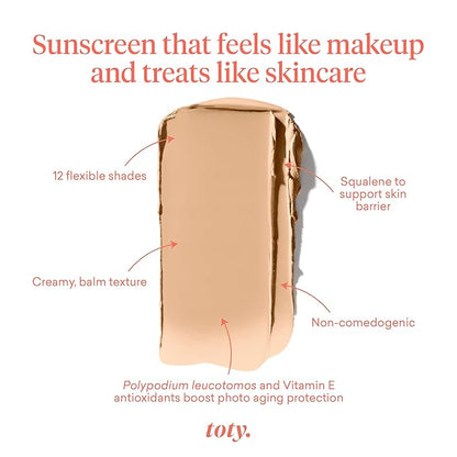 Toty by Sofia Vergara - Ilumina CC Creamy Compact SPF 50+ Mineral Broad Spectrum Sunscreen for Face - Tinted Blurring Balm SPF- Matte, Light Coverage - Water & Sweat Resistant - All Skin Types - 1C