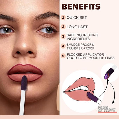 Peel Off Lip Liner Stain, Infused with Nourishing Ingredients & Vitamin E, Quick Set Lip Stain Peel Off Long Lasting For All Skin Types, #003 Cacao Brown