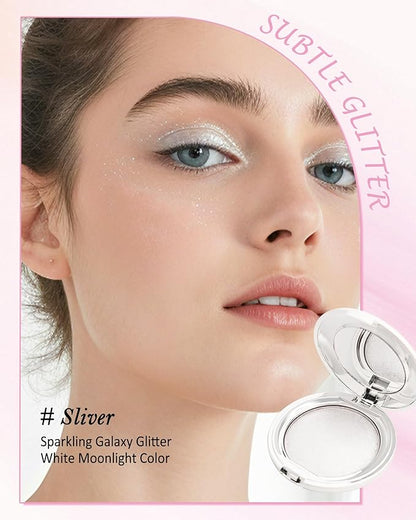 Face Highlighter Powder Palette, Waterproof Long Lasting Shimmer Pearl White Silver Glow Highlighting Bronzer Eye Facial Contour Cream Makeup Palette, Illuminator for Women Eyeshadow Body Cheek-01