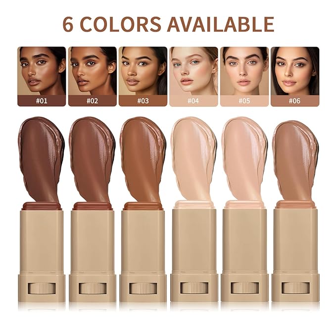 Foundation Stick Beauty Balm Serum Boosted Skin Tint, Serum Coverage Contour Stick, Natural Finish Makeup For All Skin Types (3#, 1pcs)