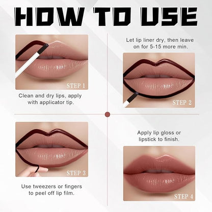 DAGEDA Lip Stain Peel Off Set, Lip Stain Long Lasting Waterproof, 4 Colors Lip Liner Stain, Lip Tint for Women