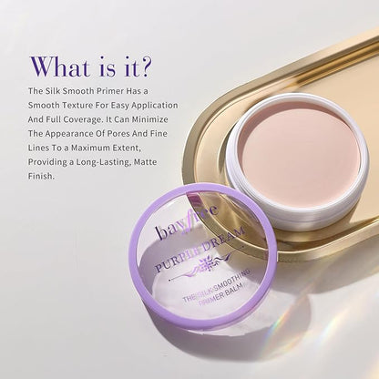 Silk Smoothing Primer Balm, Poreless Primer for Smooth & Flawless Skin, Long Lasting, Soft Texture, Matte Finish, Fills in Pores and Fine Lines, 0.35 oz