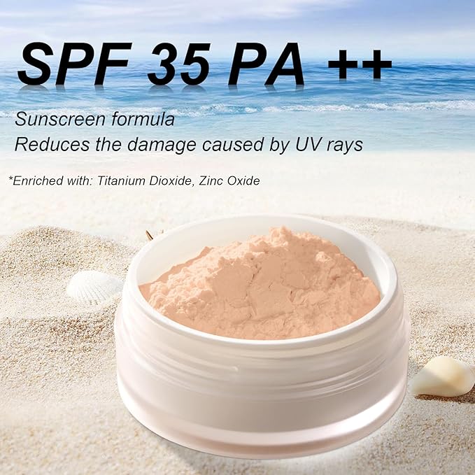 Sunscreen Mineral Powder Foundation, SPF 35, Talc-Free, Loose Powder Foundation, Buildable Lightweight Coverage, for Matte Base Makeup (#06 Medium Beige Foundation Makeup)