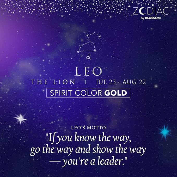 Blossom Lip Gloss Zodiac Sign Vanilla Scented Roll-On Lip Gloss, Moisturizing + Hydrating with Zodiac Crystals, Made in USA, 0.20oz, Leo