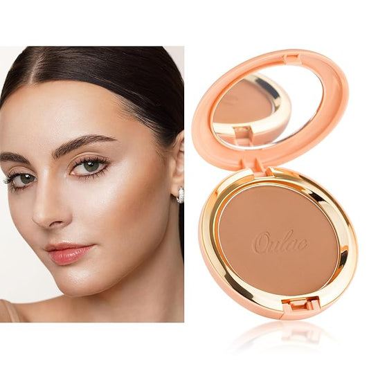 Oulac Matte Bronzer Powder Face Makeup with Mirror - Natural SunKissed Bronzer Look,Highly Pigmented Cream Bronzer, Long Lasting Glow, Easy to Blend, Vegan & Cruelty-Free BS02, 【BS02 Omega】