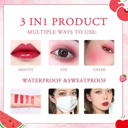 6 Colors Liquid Tint Stain, Korean Lip Gloss Moisturizing Natural Mini Liquid Lipstick, Lip Stain Long Lasting Waterproof, Multi-Use Lip and Cheek Tint Stain (6 PCS)