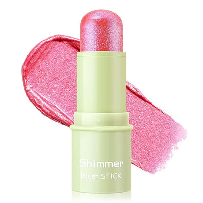 Boobeen Cream Makeup Blush Stick, Shimmer Blush for Cheeks, Lightweight Waterproof Highlighter Blush Wand, Easy to Blend