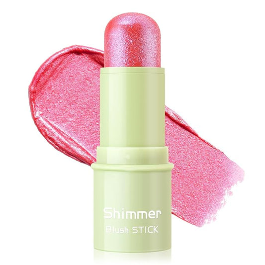 Boobeen Cream Makeup Blush Stick, Shimmer Blush for Cheeks, Lightweight Waterproof Highlighter Blush Wand, Easy to Blend