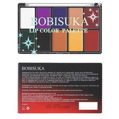 BOBISUKA Cream Lip Color Palette, High Impact 10 Halloween Colors Matte Lipstick Makeup Palette, Moisturizing Waterproof Creamy Formula Lipstick - Halloween