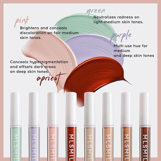 Color Liquid Conceal Contour Foundation, Waterproof 8 Colors Cream Lightweight Liquid Concealer Contour Makeup for Concealing Blemishes, Brighten Dark Circles, Improves Uneven Skin Tone, 08