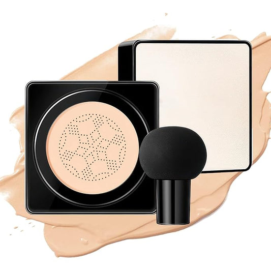 Air Cushion CC Cream - Long-Lasting Brightening Mushroom Head BB Cream Foundation for Face Makeup, Moisturizing Full Coverage Self Adjusting Concealer for Even Skin Tone (Natural, 1 PCS)