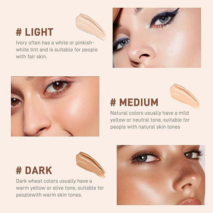 3 In 1-Luxury Anti-Wrinkle Foundation Stick， Flawless Eraser Foundation With Brush，Contour Stick Foundations Face for Women，Multi-use Makeup (Dark Color, 0.71)