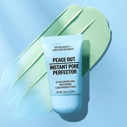 PEACE OUT Skincare Instant Pore Perfector, Skin Primer to Blur Pores, Reduce Redness and Extend Makeup Wear, Instant Filter Finish, Hyaluronic Acid and Niacinamide, Silicone-Free, 0.8 Oz