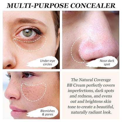 Boobeen Air Cushion BB Cream, Lightweight Moisturizing Foundation Face Makeup, Natural Matte Concealer for Dewy Finish, Conceal & Brighten Nude Base Primer Cream to Even Skin Tone, Long Lasting