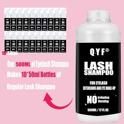 Eyelash Extension Shampoo 500ml Lash Extensions Shampoo Eyelid Foaming Cleanser Paraben & Sulfate Free Non-Irritating for Professional Salon and Home Use