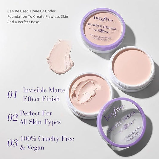 Silk Smoothing Primer Balm, Poreless Primer for Smooth & Flawless Skin, Long Lasting, Soft Texture, Matte Finish, Fills in Pores and Fine Lines, 0.35 oz