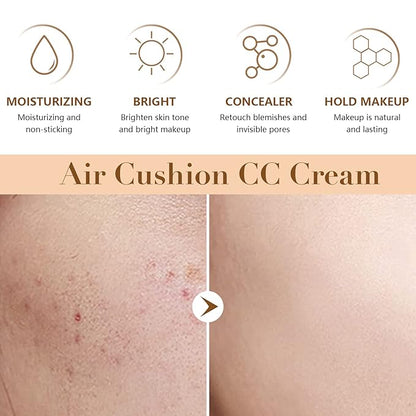 Mushroom Head Air Cushion CC Cream, Air Cushion CC Cream Foundation Covers Blemishes, Scars Easily and Smoothly, Mushroom Foundation Long Lasting, Intensely Moisturizing (Natural)