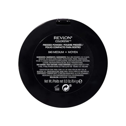 Revlon ColorStay Pressed Powder Face Makeup, Longwearing, Fragrance-Free, Noncomedogenic, 840 Medium, 0.3 oz