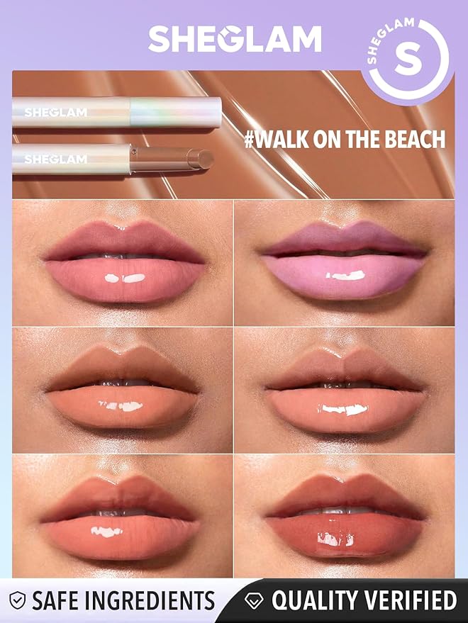 SHEGLAM PoutPerfect Moisturizing Solid Lip Gloss Non Sticky Lipstick with Coconut Oil - Walk on the Beach