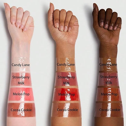 4 Pcs Hydrating Lip Gloss Lip Jam Set, Glow Tinted Lip Jelly, High Shine Glass Finish Nude Lip Treatment Liquid Lipstick for Girls and Women