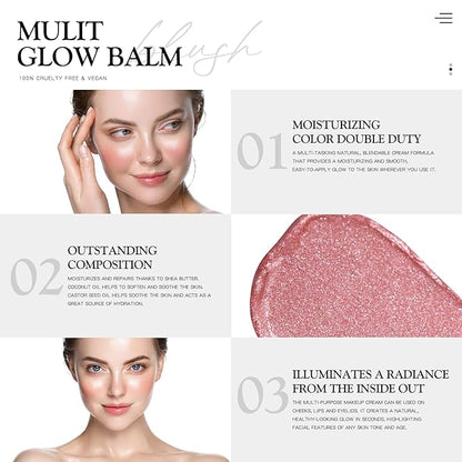 Cream Blush for Cheeks, Face Makeup, Hydrating, Lightweight, Blendable Color Vegan & Cica Tiger Grass Color Correcting Treatment Reduces Redness, Long-Wearing Coverage
