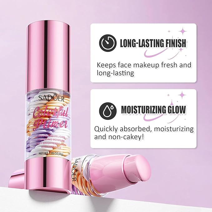 3 In 1 Primer for Face Before Makeup,Transparent Daily Moisturizer Cream,One Step Oil Control Skin Tone Correcting Makeup Primer,Moisturizer Face for All Skin Types