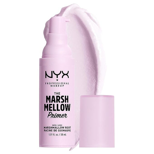 NYX PROFESSIONAL MAKEUP Marshmellow Smoothing Primer, Vegan Face Primer, 10-In-1 Skin Benefits & Butter Gloss Brown Sugar, Non-Sticky Lip Gloss - Pack Of 3