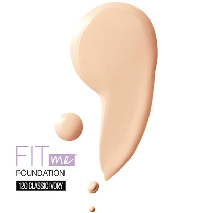Maybelline Fit Me Dewy + Smooth Foundation Makeup, Classic Ivory, 1 Count (Pack of 4)