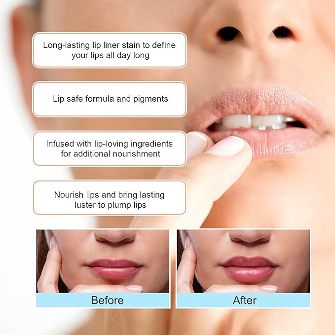 Peel Off Lip Liner Tattoo – Long Lasting Lip Stain, Waterproof & Smudge-Proof, Infused with Vitamin E & Hyaluronic Acid, Precise Definition, Easy Application & Removal(Dark brown and Burgundy, 2P)