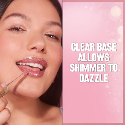 REVLON Super Lustrous Glimmer Gloss, Non-Sticky Lip Gloss, High-Shine Finish, Plant-Based Glitter, 004 Happy Hour, 0.13 fl oz