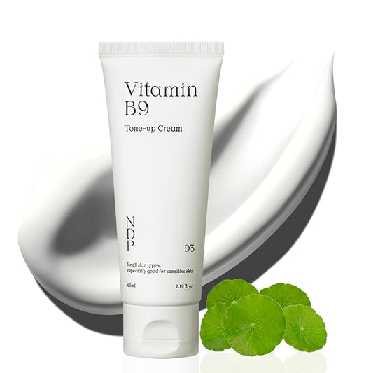 NDP Vitamin B9 Tone-up Cream, Silicone Free Face Primer for Pore Minimizing, Breathable Skin Formula, Glass Skin & Lightweight, Vegan Clean K-Beauty, 95% Purity Madecassoside (65ml / 2.19 Fl Oz)