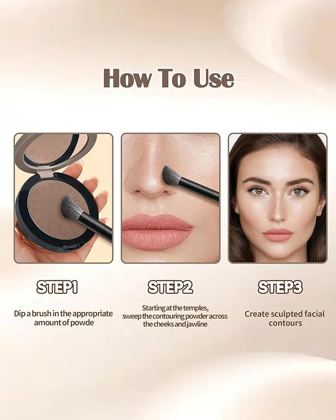 Cool Toned Contour Palette, Matte Face Contour Shading Bronzer Pressed Powder Palette for Natural Sculpting,Smooth & Easy to Blend & Long Lasting Multiuse Contouring Light Skin Tone Makeup with Brush