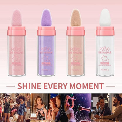 URQT Fairy Dust Highlighting Powder - Full Body Pearlescent Glitter for Face and Eyes, Sparkling Halloween Body Glitter (#01 White Moonbeam)