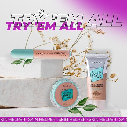 Oh My Clear Face Full Coverage Foundation for Oily & Acne Prone Skin, Salicylic Acid & Tea Tree Extract, Anti-Blemish Sensitive Skin Care, Organic & Oil-Free, 406 Sand, 40 ml / 1.35 fl.oz