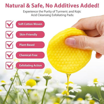 80PCS Turmeric Face Scrub Pads,Turmeric Kojic Acid Cleansing Pads with Vitamin B5, Vitamin C Turmeric, Sugar Turmeric Cleansing Pads for Face (40 Count (Pack of 2))