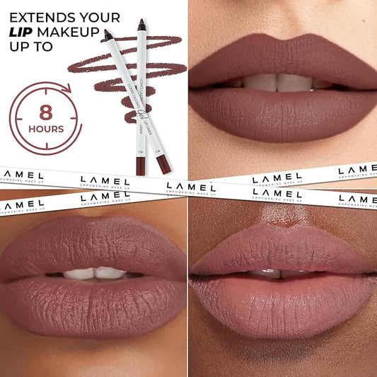 Fall Brown Matte Lip Essentials Bundle: Gel Lip Liner Pencil and Powder Drop Lipstick Set