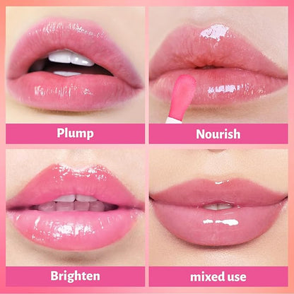 UCANBE 3 Reflective Color Lip Glow Oil - Instense High-moisture Lip Oil (Pink/Crystal/Mermaid), Luxurious Non-Sticky Mositurizing Lip Top Gloss for All-Day Wear and Comfort