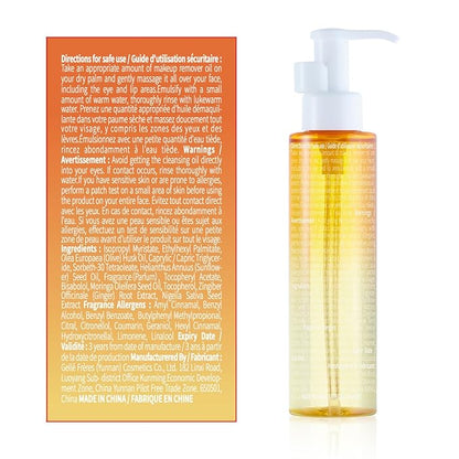 GELLÉ FRÈRES Facial Cleansing Oil, Makeup Remover, Residue Free & Gentle, for Pores, for All Skin Types, 5.2 fl oz