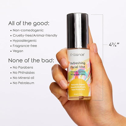 Frilliance Clear Skin Kit Perfecting Primer Serum & Facial Mist for Acne, Vegan Cruelty Free for Teens of All Skin Types, Mandelic Acid Fights Breakouts Blackheads
